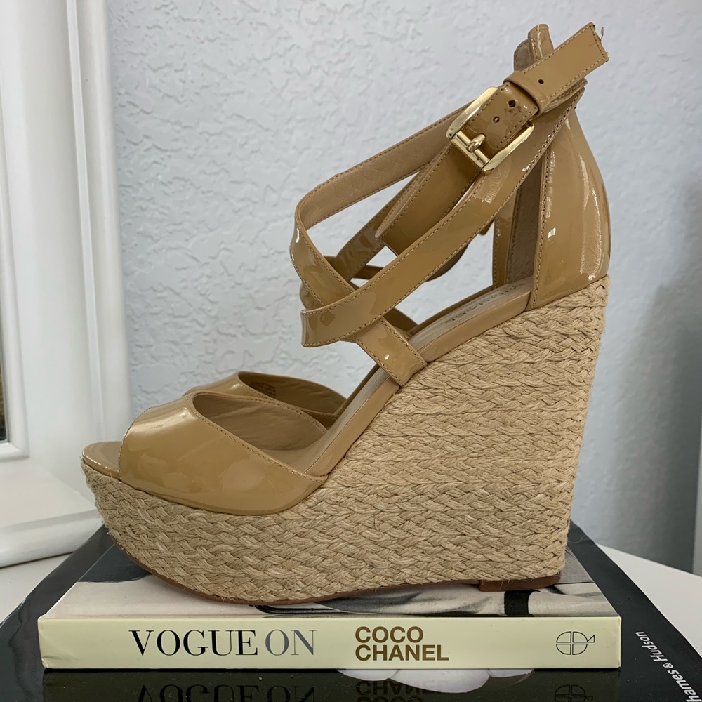 NWOT - Michael Kors Gabriella Patent Wedge Sandals